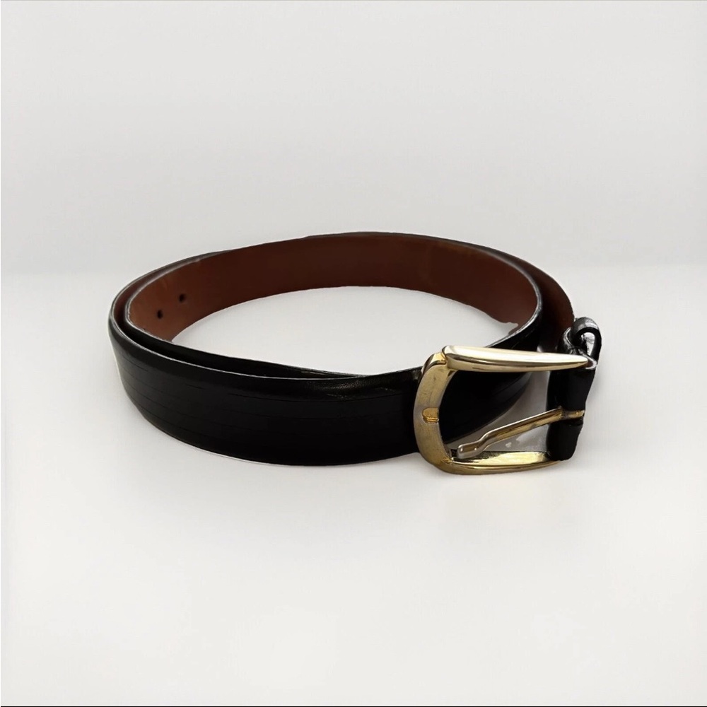 ANILINE KAPSKIN SHOULDER LEATHER MENS BELT BLACK SMOOTH DRESSY 36